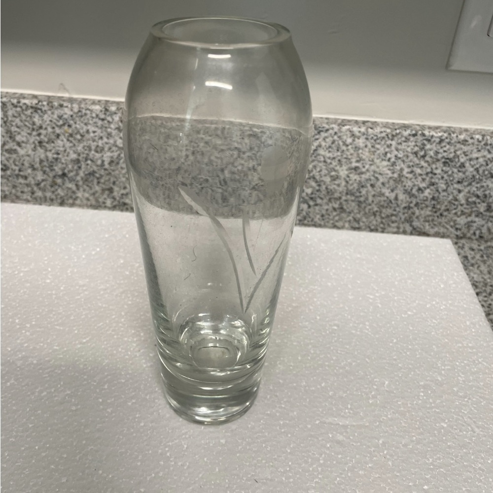 #409 Vintage Princess Hse Heritage Crystal Vase, narrow base & rounded curve top
